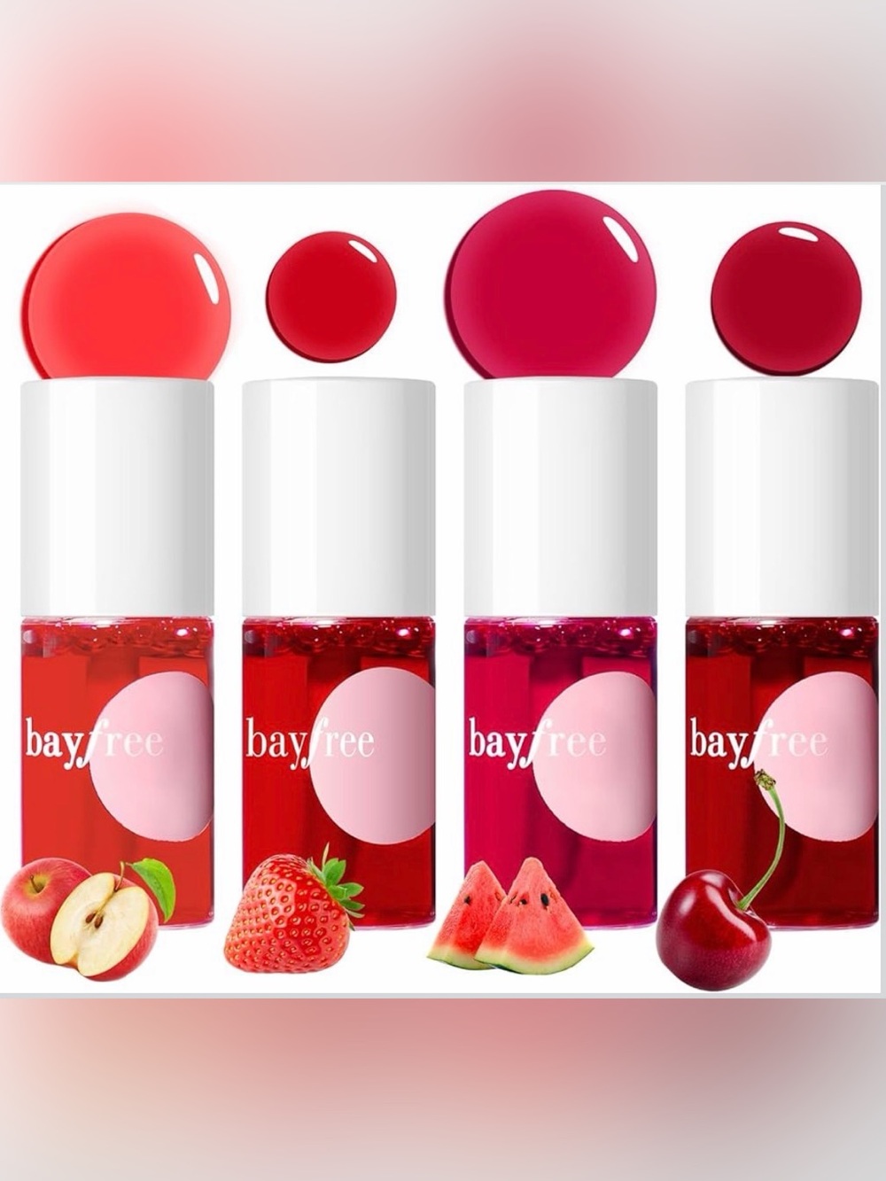 BayFree Hydrating Lip Tint Set of 4 - Cherry, Watermelon, Strawberry and Apple